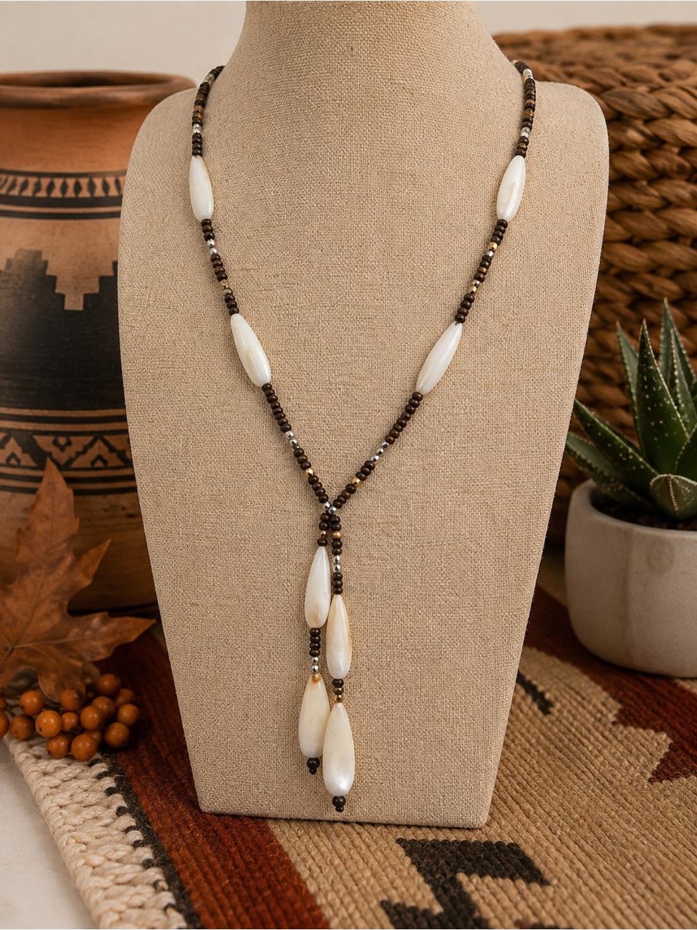 J. Jill Long Y-Drop Beaded Shell Necklace (BR1111/3)